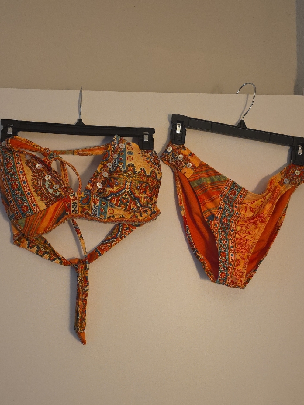 Lucky Brand Orange Multi-Pattern Bikini Set